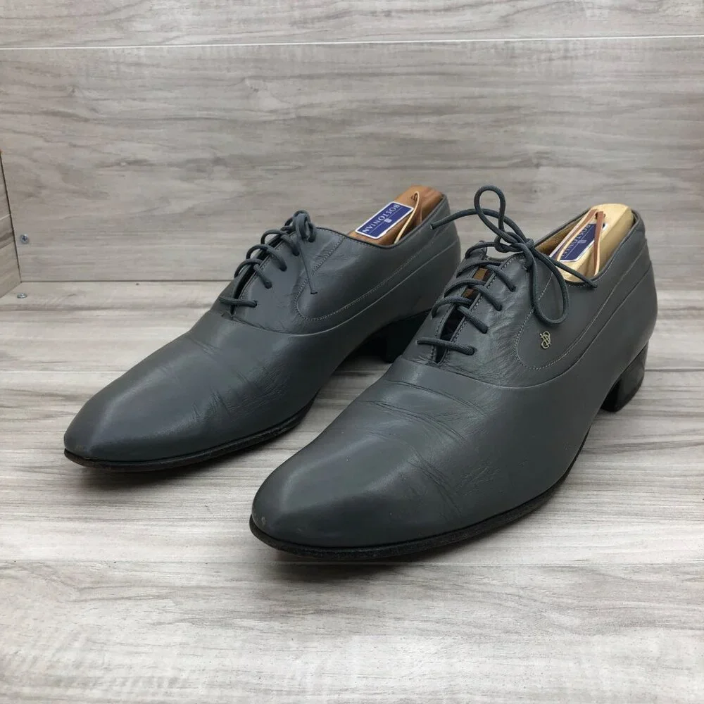 Jean Pierre Clemente Oxfords Mens 11 D Gray Leather Lace Up Shoes